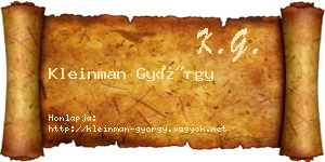 Kleinman György névjegykártya
